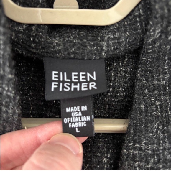 Eileen Fisher Charcoal Gray lightweight open blazer jacket pockets Large - Picture 6 of 8